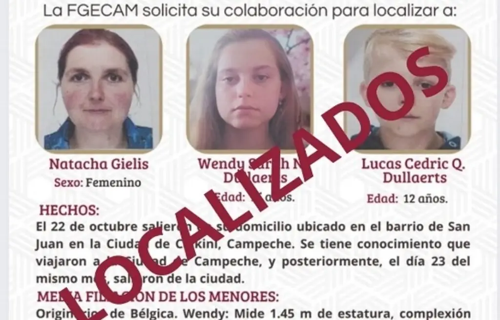 Imagen Localizan a familia originaria de Belgica reportada como desaparecida en Campeche