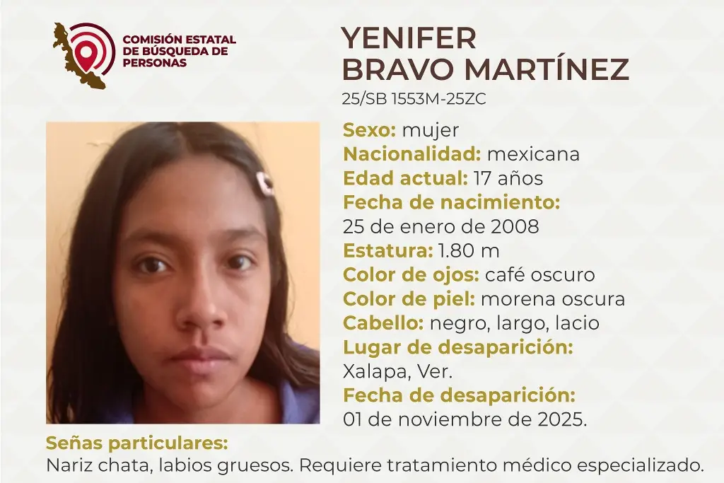 Desaparece menor de edad en Xalapa, Veracruz; estas son sus características 