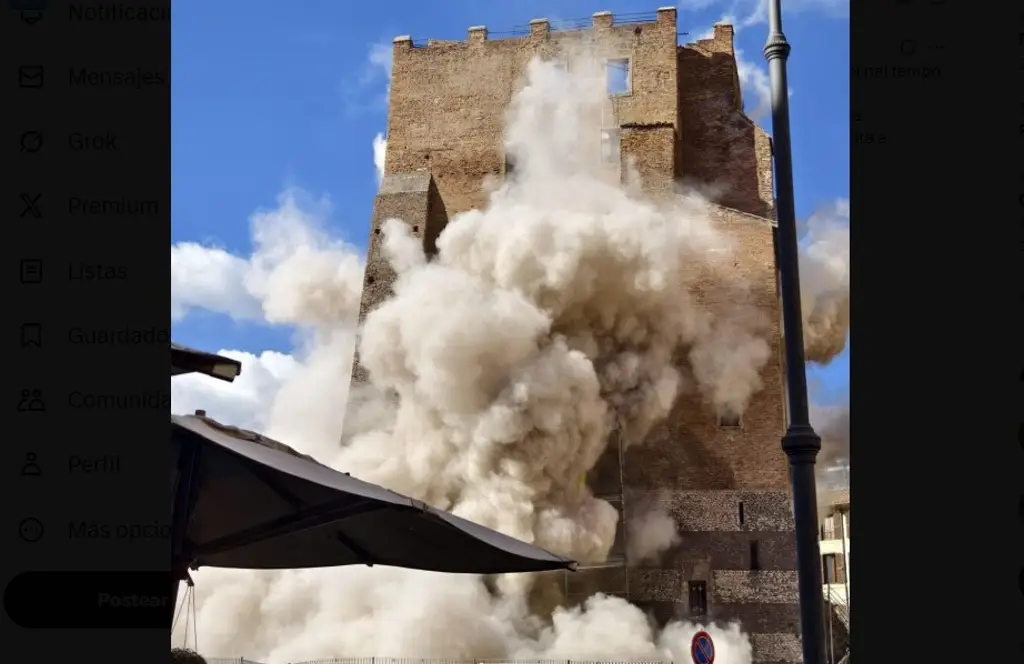 Imagen Se derrumba parte de torre medieval en el centro de Roma; hay 5 lesionados (+Video)