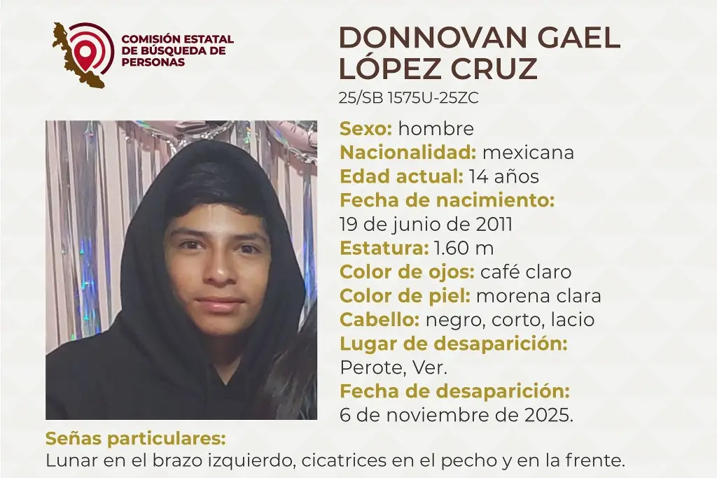 Imagen Menor de edad desaparece en Perote, Veracruz; aquí sus características 