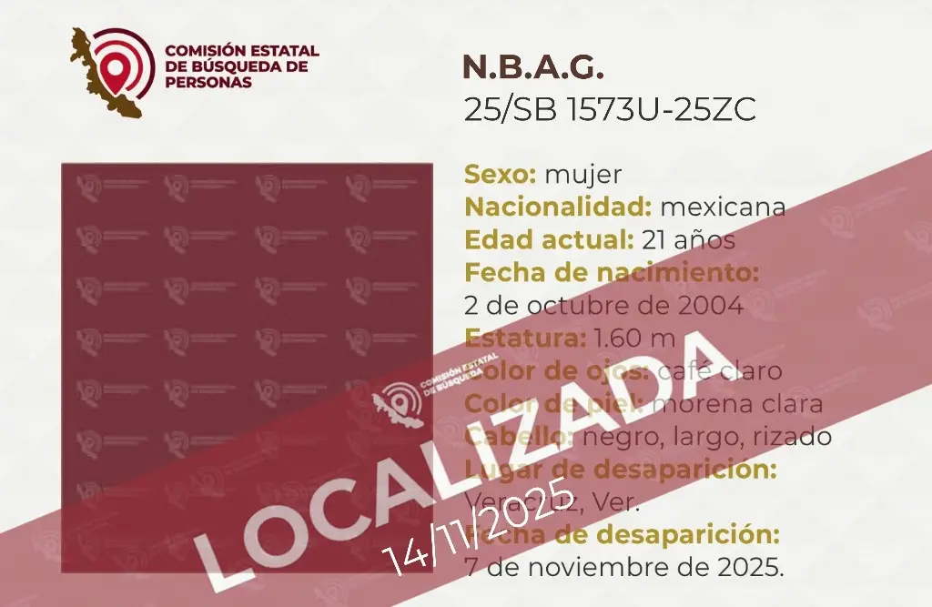 Imagen Localizan a joven mujer reportada como desaparecida en Veracruz