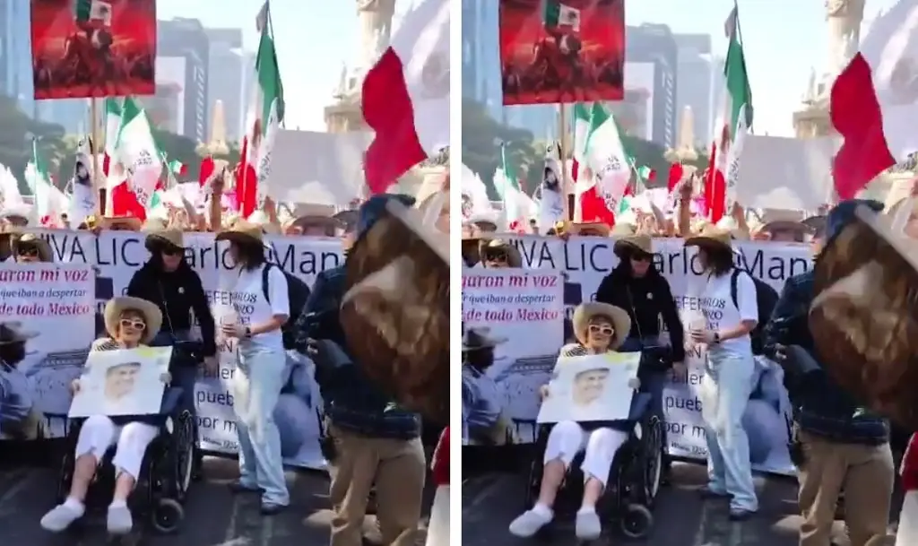 Imagen Abuelita del exalcalde de Uruapan, Carlos Manzo acude a marcha de Generación Z