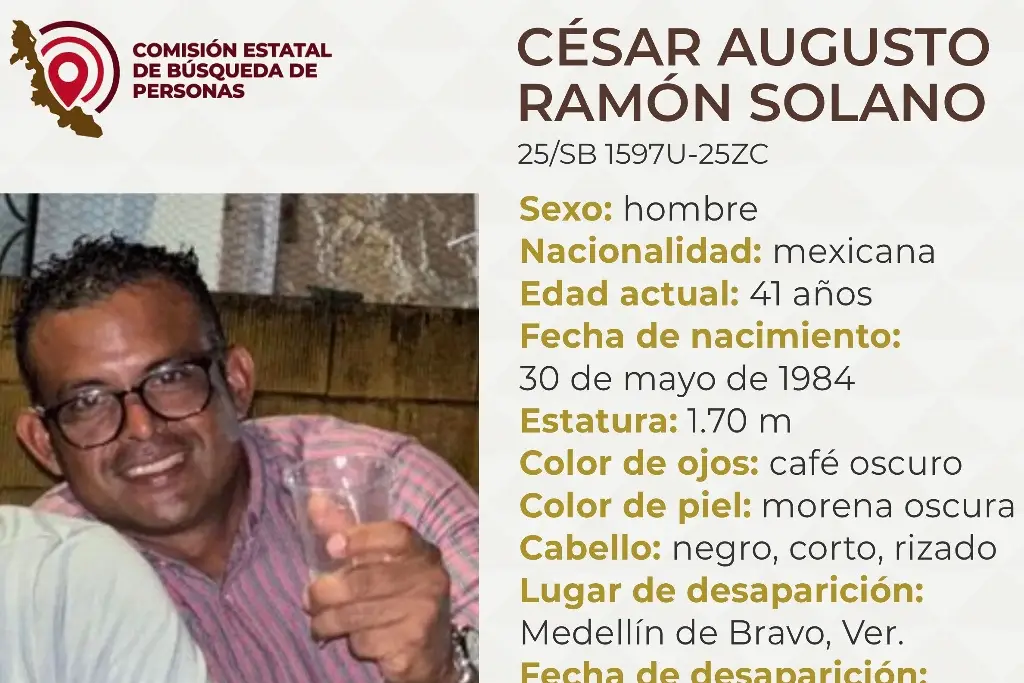 Imagen Buscan a hombre de 41 años desaparecido en Medellín, Veracruz