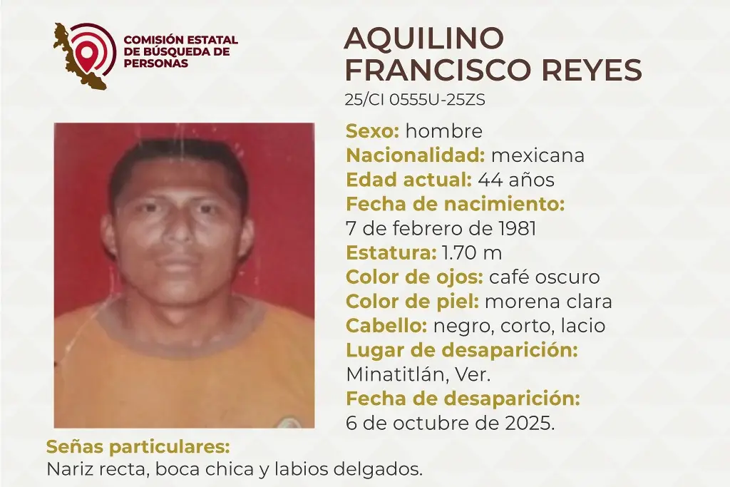 Imagen Piden apoyo para localizar a hombre desaparecido al sur de Veracruz 