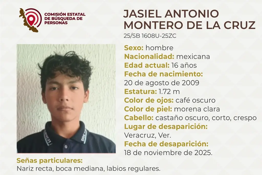 Imagen Menor de edad desaparece en el puerto de Veracruz; estas son sus características 