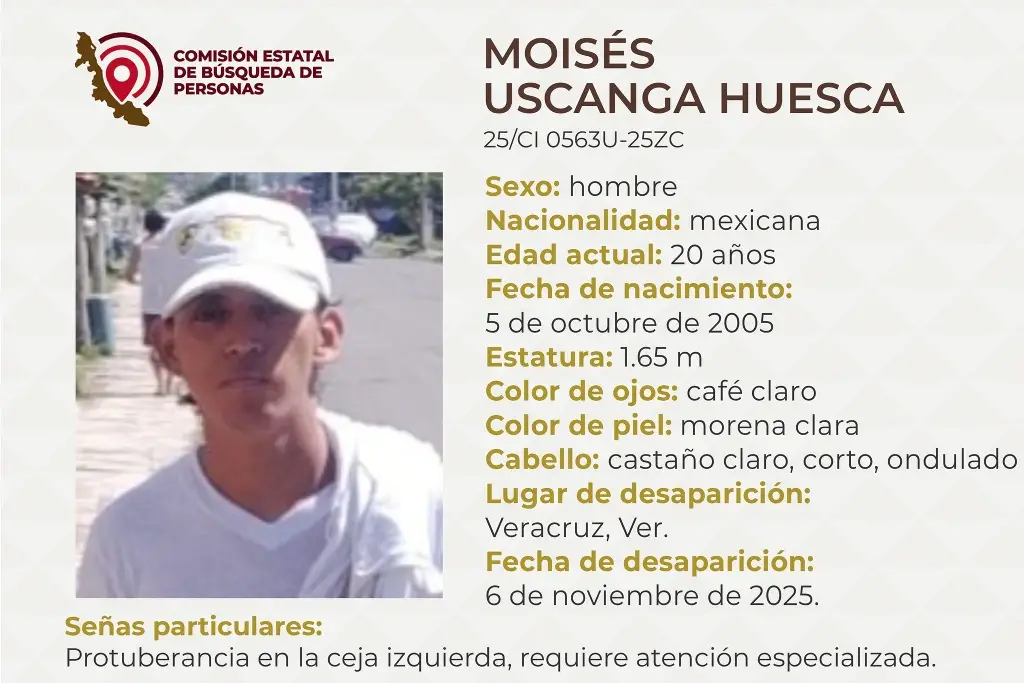 Imagen Piden apoyo para localizar a joven desaparecido en la ciudad de Veracruz 