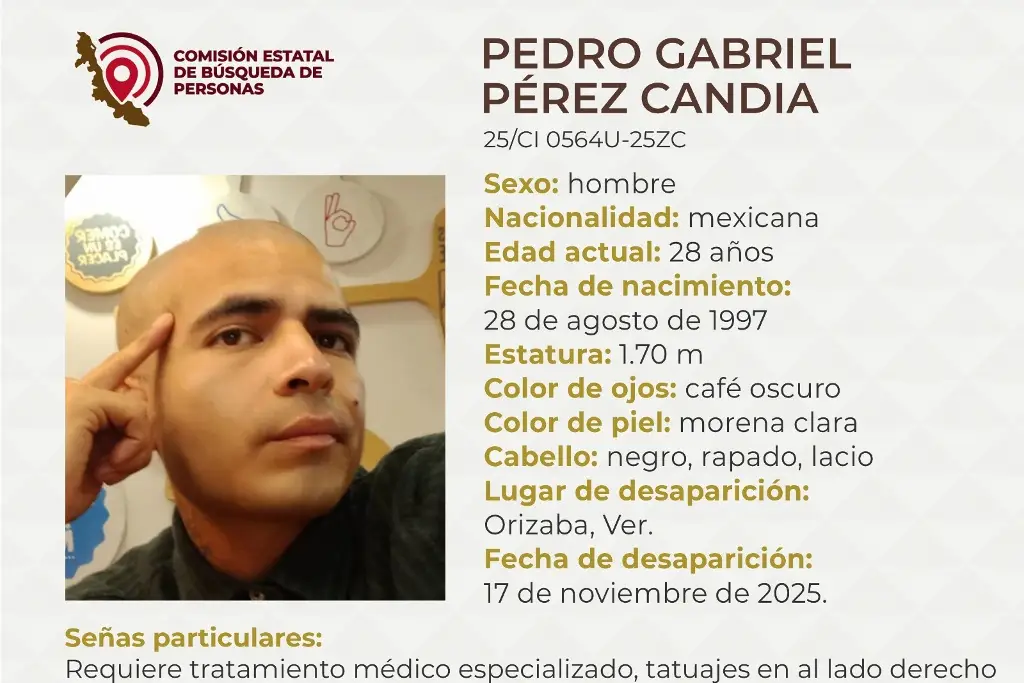 Imagen Él es Pedro, tiene 28 años y desapareció en Orizaba, Veracruz 