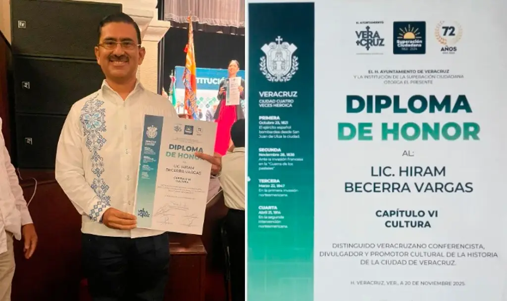 Superación Ciudadana reconoce a Hiram Becerra por promover la historia de Veracruz