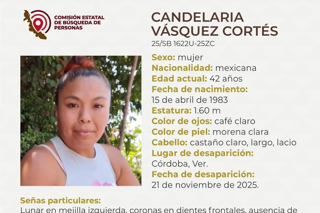 Imagen Ella es Candelaria, tiene 42 años y desapareció en Córdoba, Veracruz 