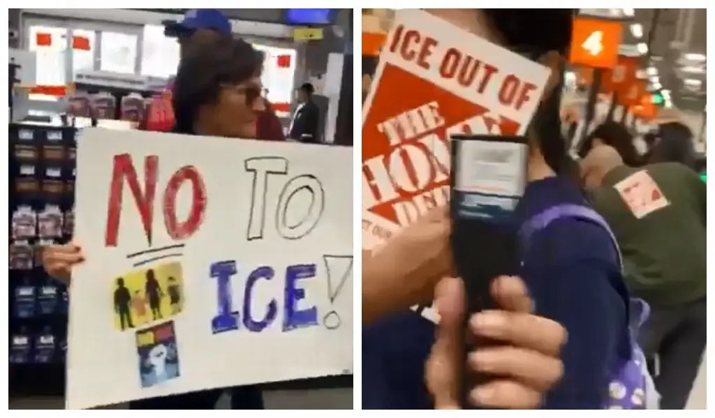 Imagen Manifestantes contra el ICE en California realizan inusual protesta en tienda ferretera (+Video)