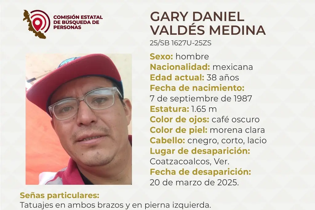 Imagen Hombre desaparece al sur de Veracruz; estas son sus características 