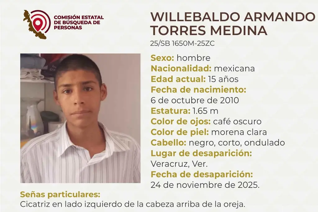 Imagen Piden apoyo para localizar a menor de edad desaparecido en el puerto de Veracruz 