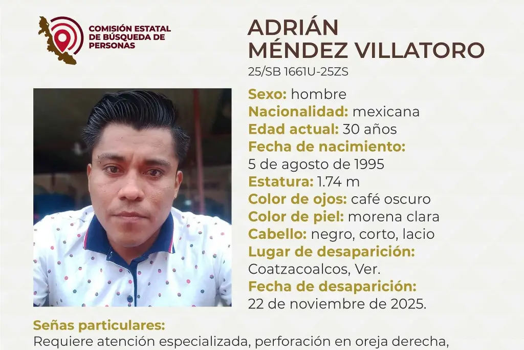 Imagen Desaparece joven al sur de Veracruz; estas son sus características 