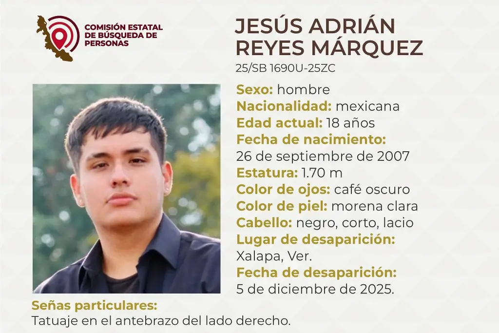 Joven desaparece en Xalapa, Veracruz; estas son sus características 