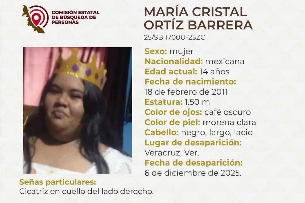 Imagen Menor de edad desaparece en el puerto de Veracruz; aquí sus características 