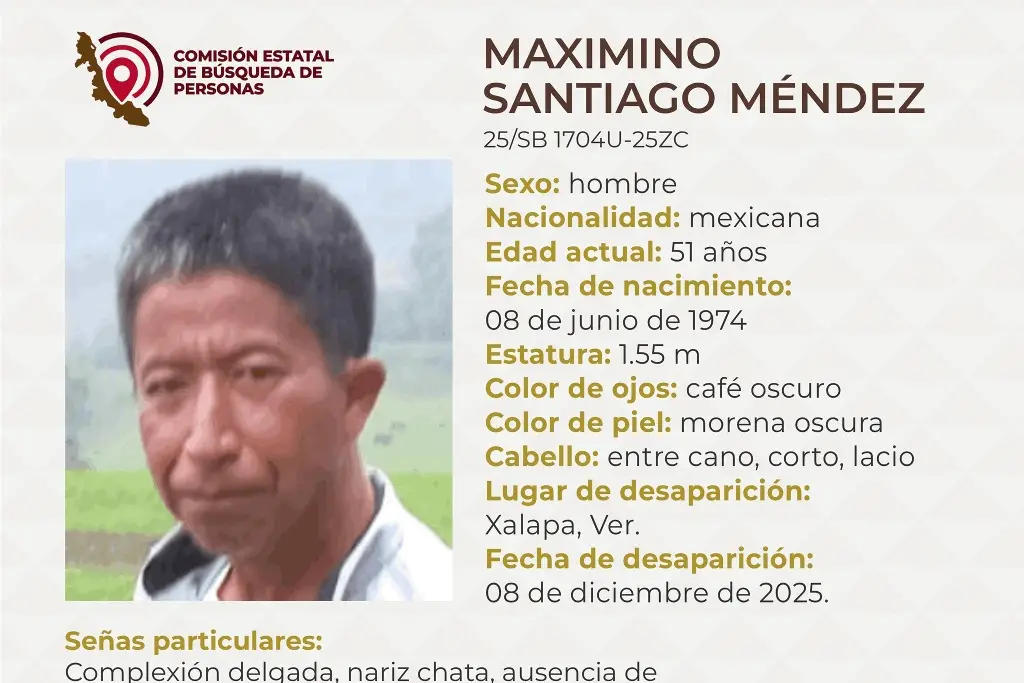 Imagen Desaparece hombre en Xalapa, Veracruz; estas son sus características 