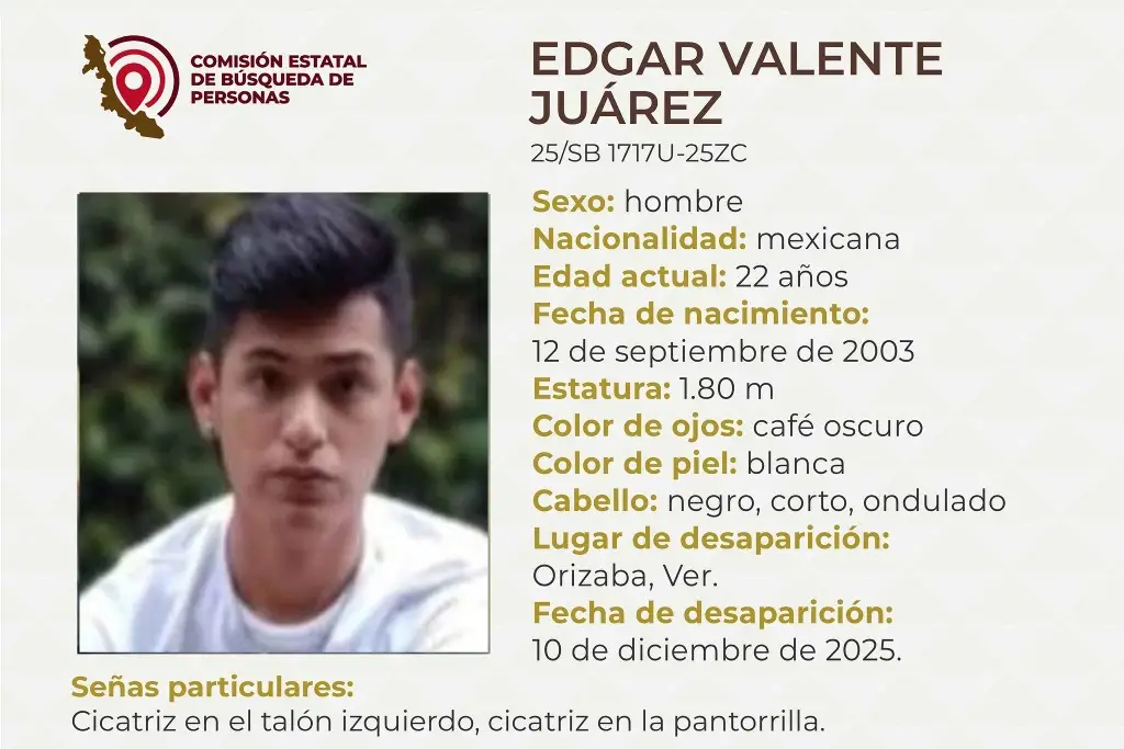 Joven desaparece en Orizaba, Veracruz; estas son sus características 