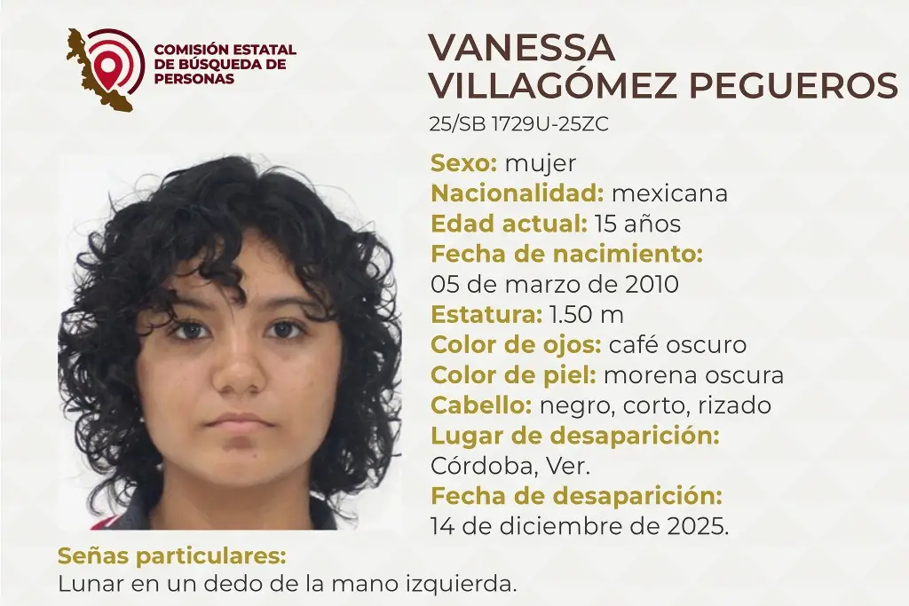 Imagen Piden apoyo para localizar a menor de edad desaparecido en Córdoba, Veracruz