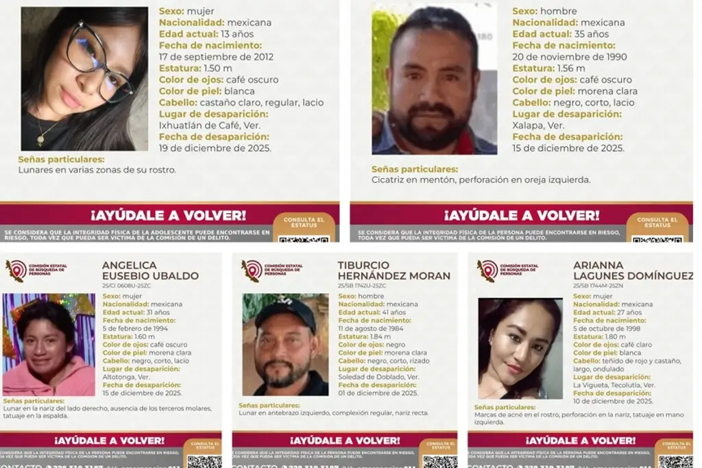 En diciembre, Comisión de Búsqueda en Veracruz reporta 5 desaparecidos