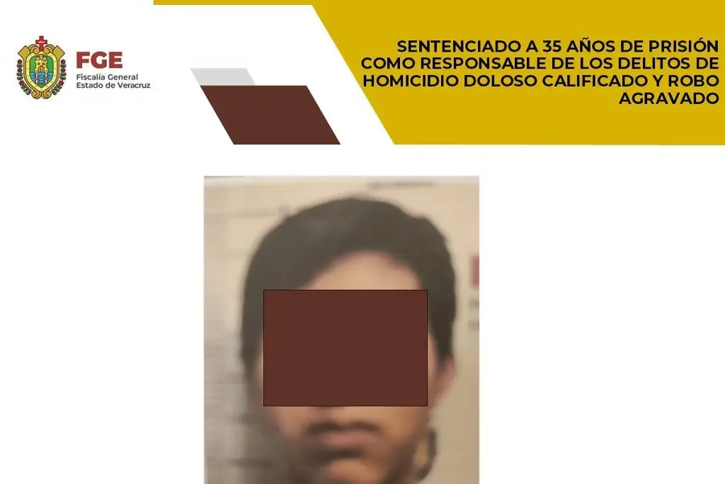 Imagen Sentenciado a 35 años de prisión por homicidio y robo agravado