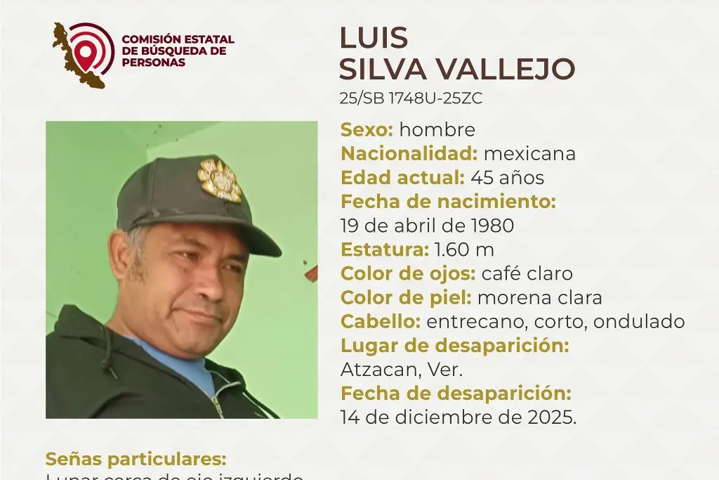 Imagen Él es Luis, tiene 45 años y desapareció en Atzacan, Veracruz 
