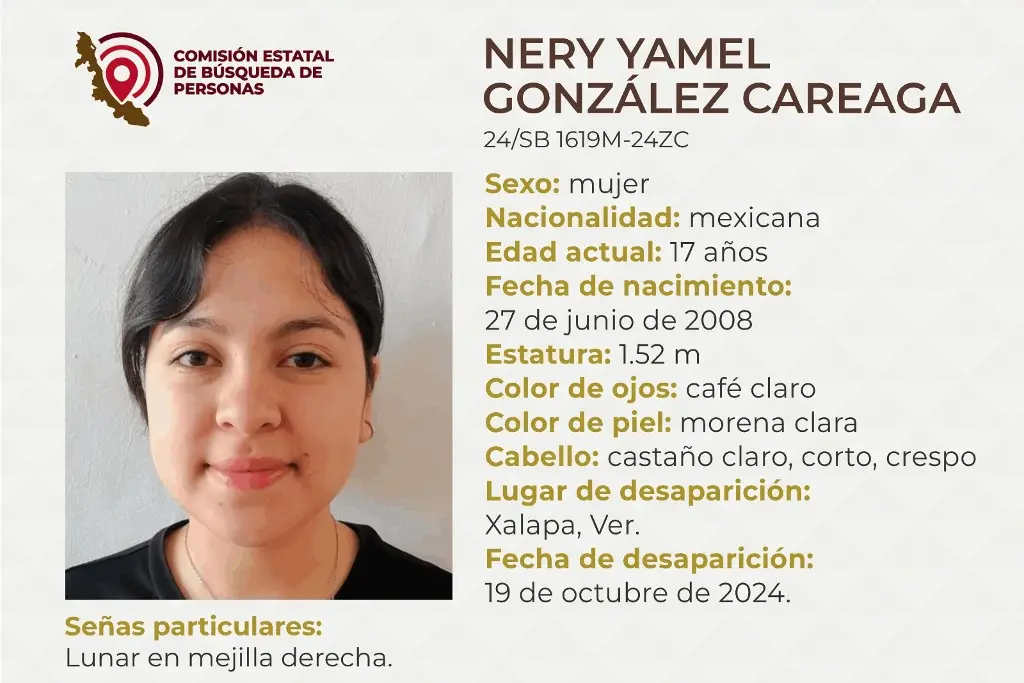 Imagen Piden apoyo para localizar a menor de edad desaparecida en Xalapa, Veracruz