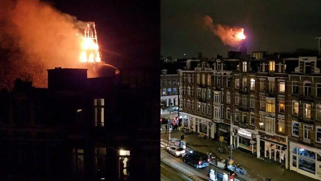 Incendio destruye histórica iglesia en Ámsterdam durante la Nochevieja (+Video)