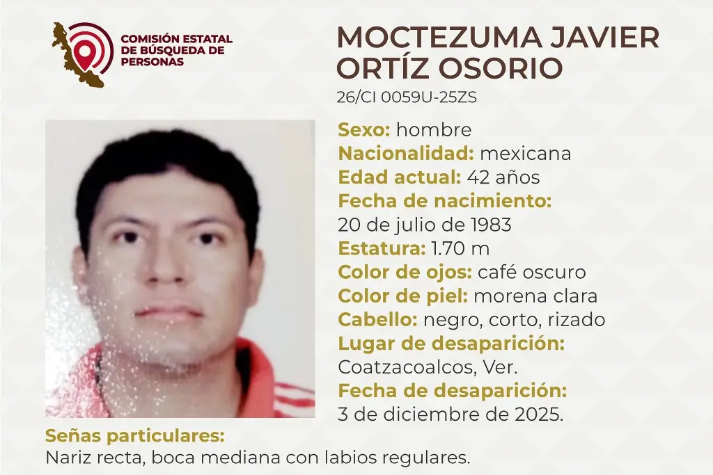 Imagen Piden apoyo para localizar a hombre desaparecido al sur de Veracruz 