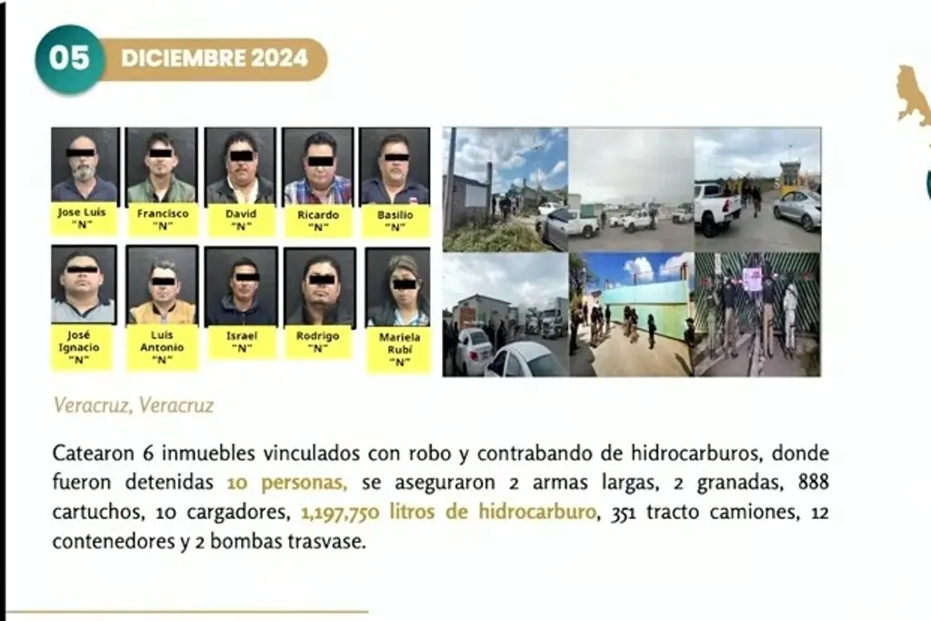 Imagen Aseguran más de 1 millón de litros de huachicol en Veracruz; hay 10 detenidos: SSPC