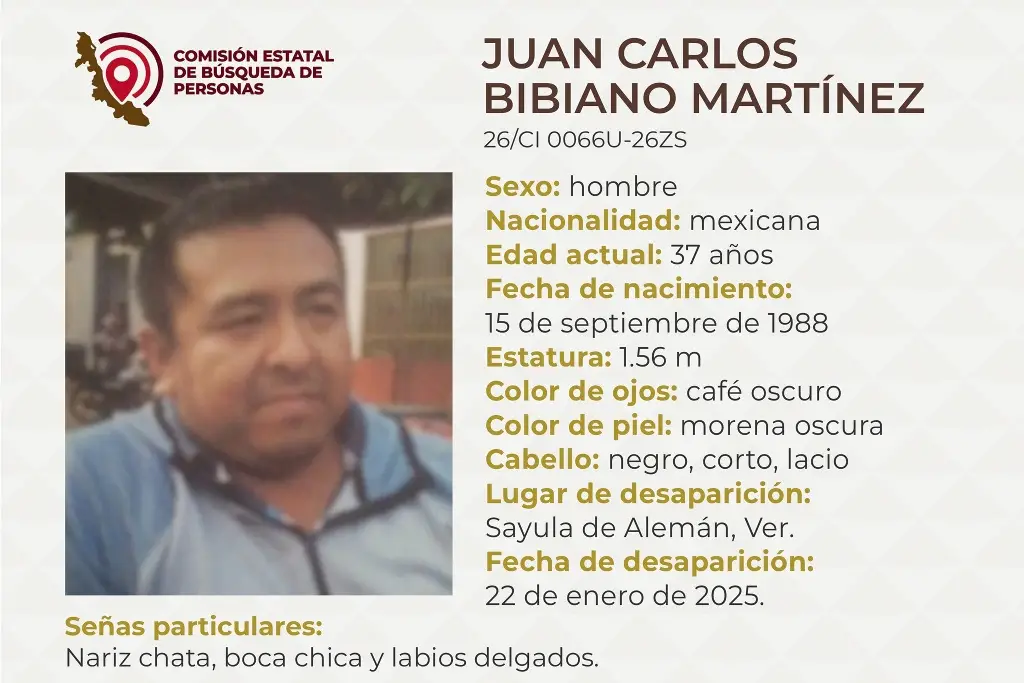 Imagen Hombre desaparece al sur de Veracruz; estas son sus características 