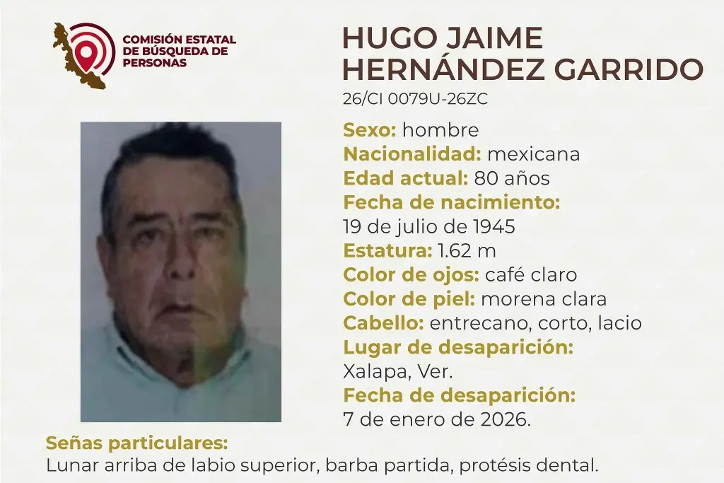 Imagen Hombre de 80 años desaparece en Xalapa, Veracruz; estas son sus características 