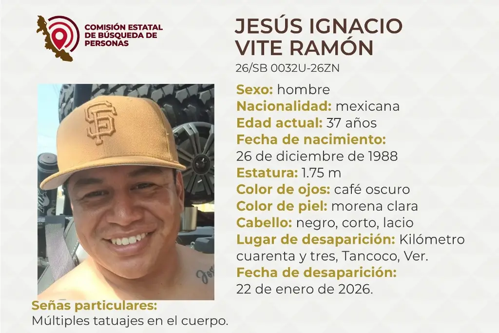 Imagen Piden apoyo para localizar a hombre desaparecido al norte de Veracruz 