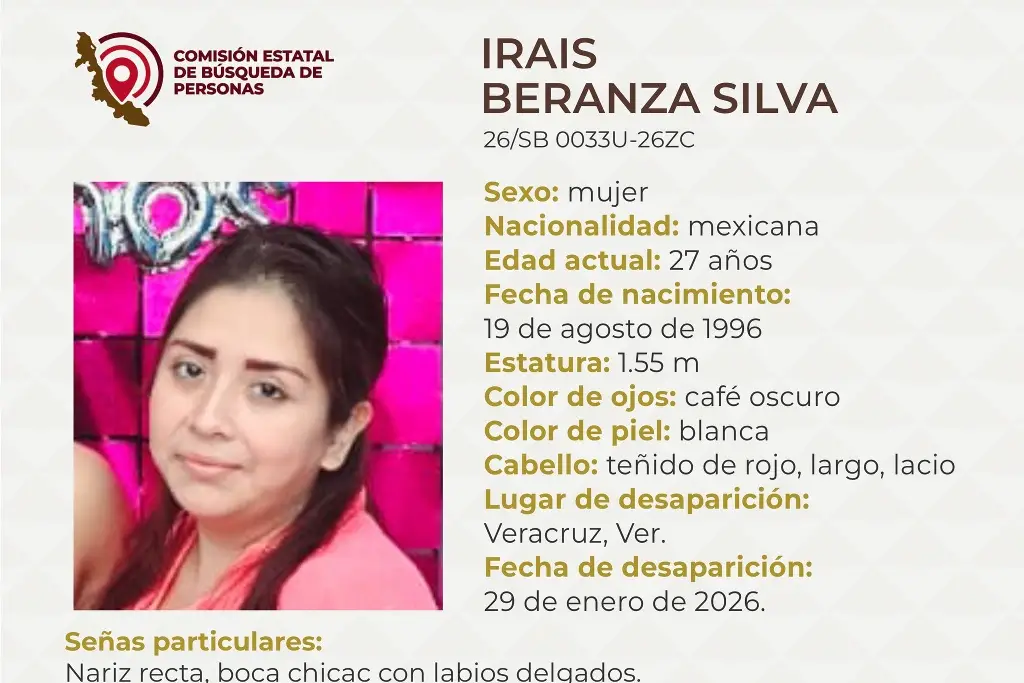 Imagen Joven mujer desaparece en el puerto de Veracruz; aquí sus características