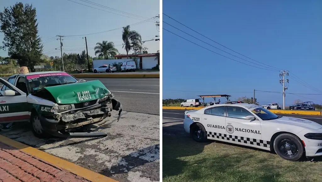 Imagen Choque entre taxi y patrulla de la Guardia Nacional deja dos lesionados en la Xalapa–Veracruz
