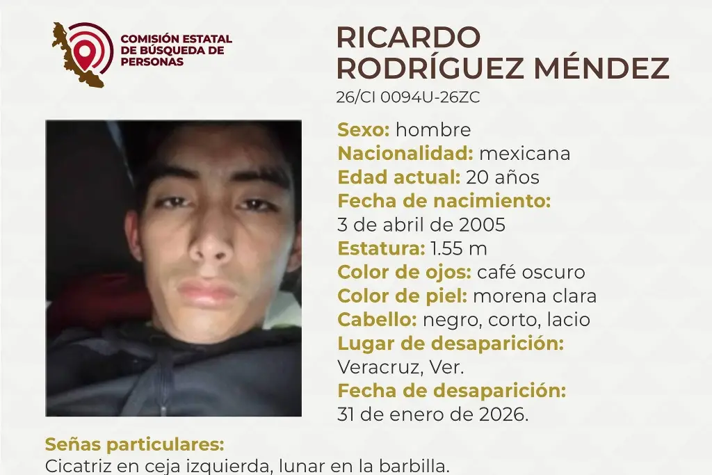 Imagen Desaparece joven en el puerto de Veracruz; aquí sus características 