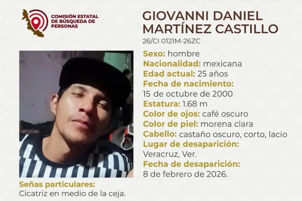 Imagen Joven desaparece en el puerto de Veracruz; aquí sus características