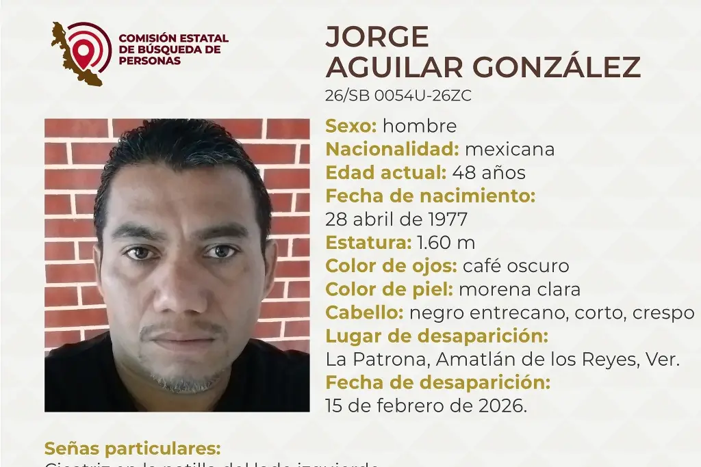 Imagen Desaparece hombre en Amatlán, Veracruz; estas son sus características 