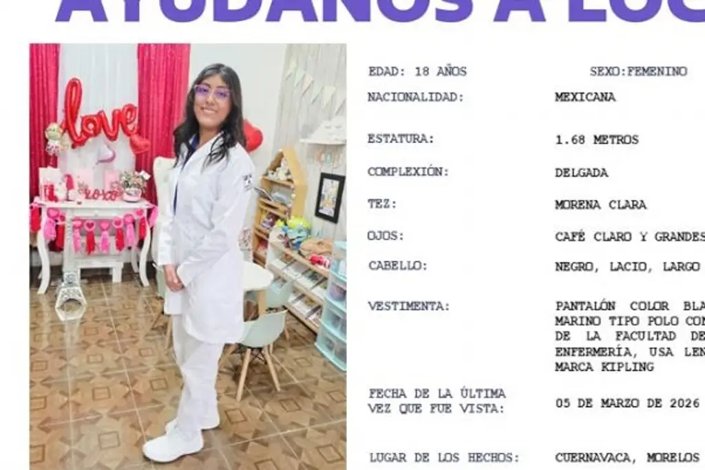 Imagen Desaparece otra alumna de la Universidad Autónoma del Estado de Morelos; ya suman 3 casos