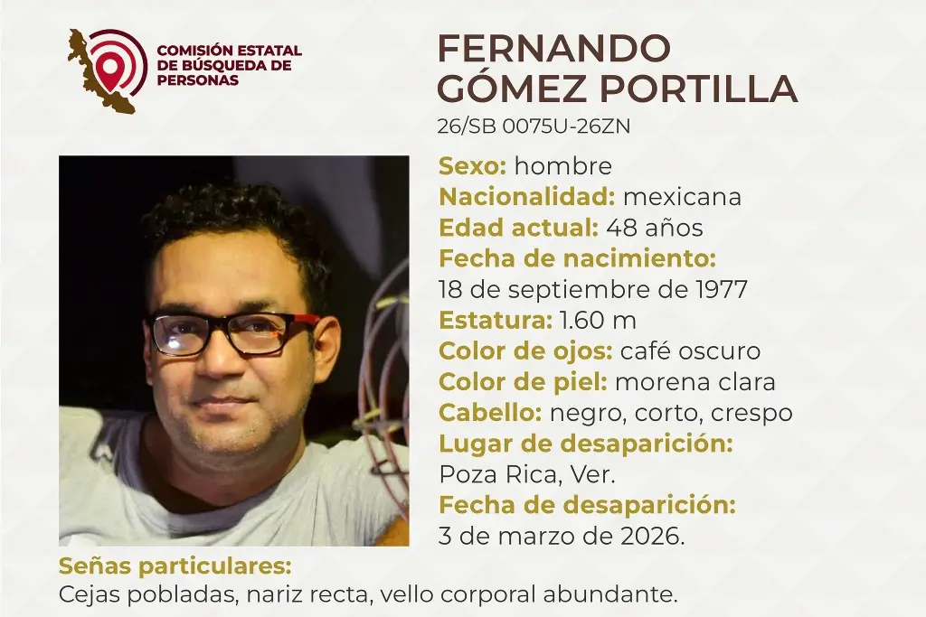 Imagen Desaparece hombre al norte de Veracruz; estas son sus características 