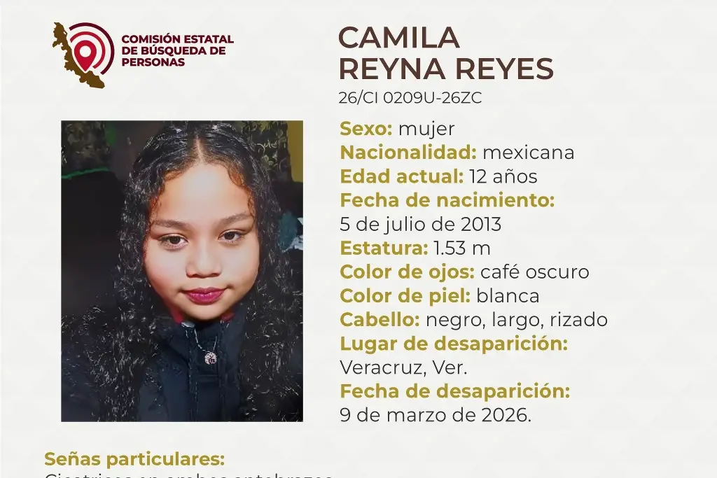 Imagen Menor de edad desaparece en el puerto de Veracruz; aquí sus características 