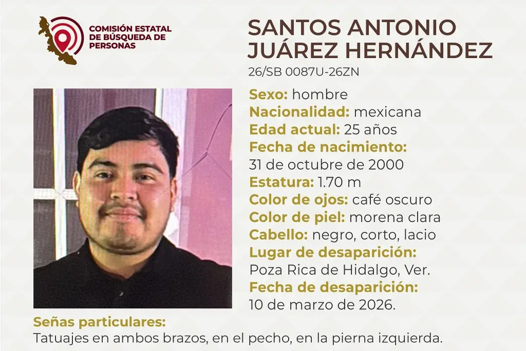Imagen Piden apoyo para localizar a joven desaparecido al norte de Veracruz 