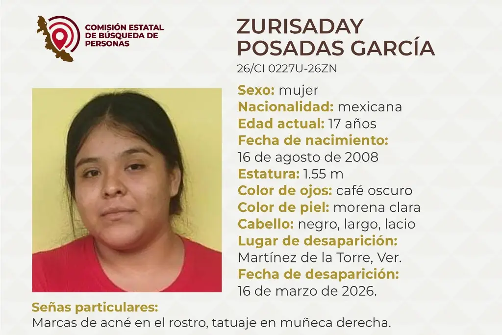 Imagen Menor de edad desaparece al norte de Veracruz; estas son sus características 