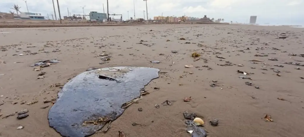 Imagen Autoridades, ciudadanos y deportistas limpian manchas de petróleo en playas de Coatzacoalcos 