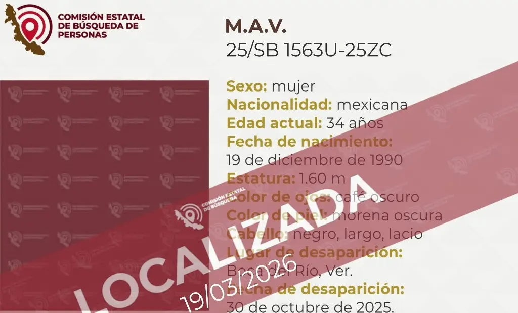 Imagen Tras más de 4 meses, hallan a mujer reportada como desaparecida en Boca del Río