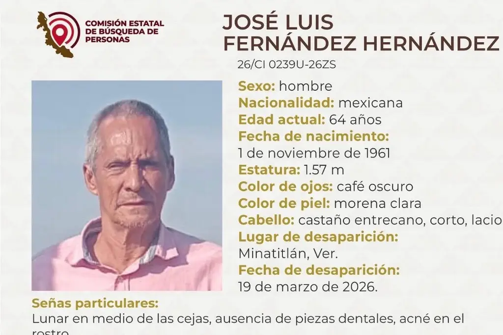 Imagen Hombre de la tercera edad desaparece al sur de Veracruz