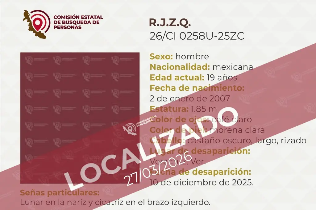 Imagen Tras varios meses, localizan a joven reportado como desaparecido en el puerto de Veracruz