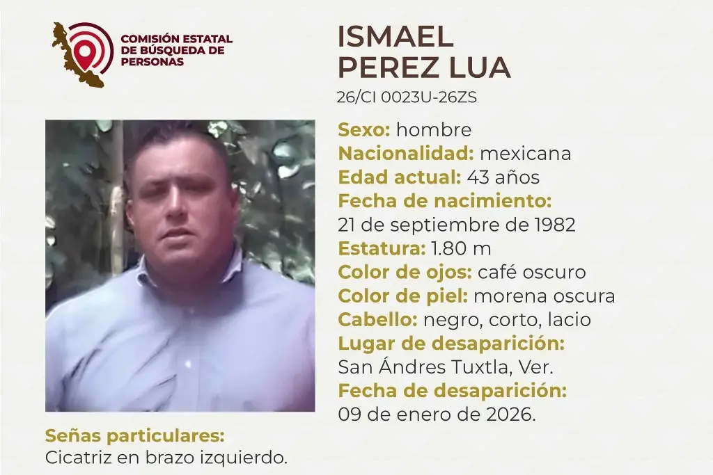 Imagen Piden apoyo para localizar a hombre desaparecido al sur de Veracruz 