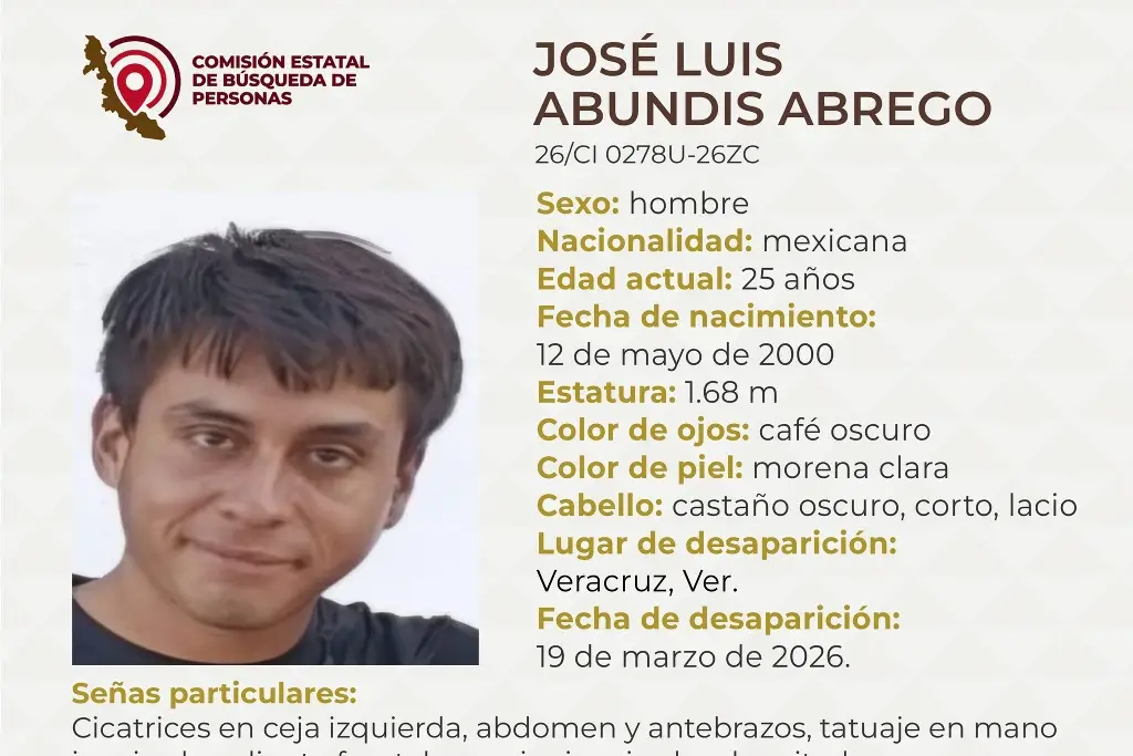 Imagen Piden apoyo para localizar a joven desaparecido en el puerto de Veracruz 