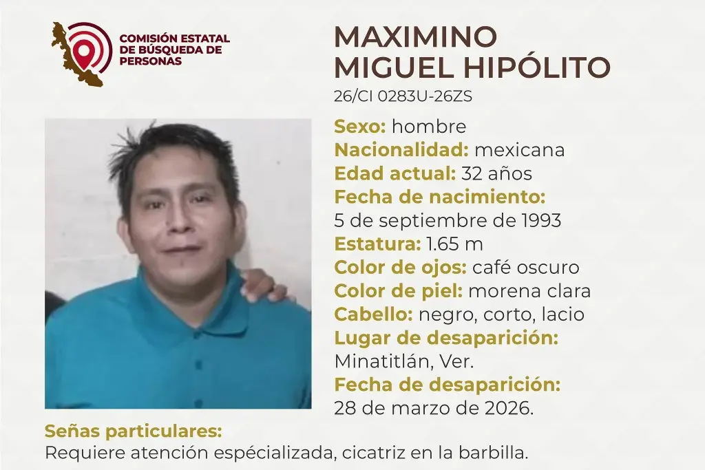 Imagen Desaparece hombre al sur de Veracruz; aquí sus características 