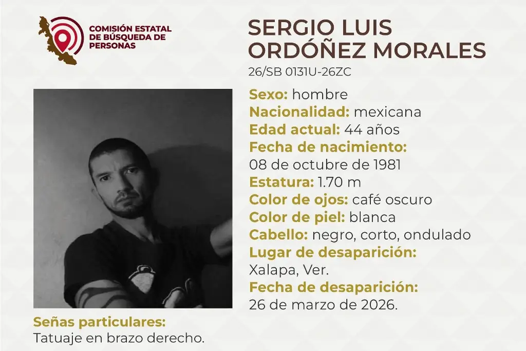 Imagen Desaparece hombre en Xalapa, Veracruz; aquí sus características 